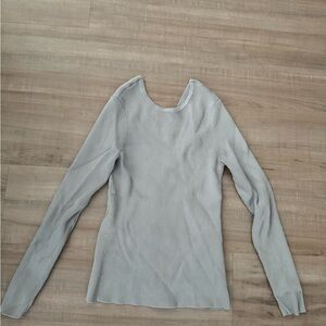 Women's Ribbed Long Sleeve Top - Light Gray